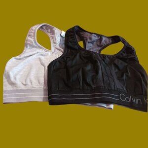 Calvin Klein Womens Performance Sports Bras  Racerback Black/ heather Size Large